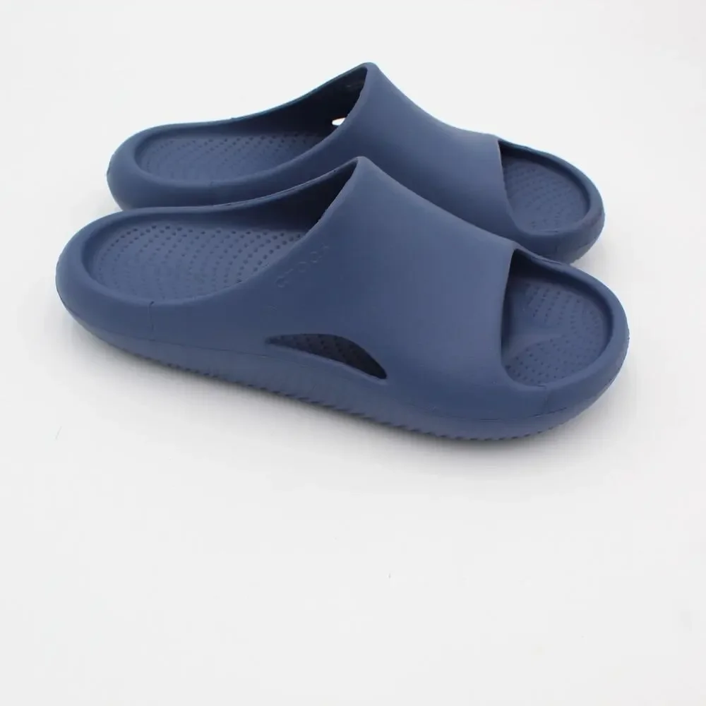 Crocs Mellow Recovery Slides Mens 9 Womens 11 Blue Comfort Sandals Casual